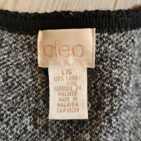 Vintage Cleo Nordic Wool Neuteral Cardigan Sweater Large - Picture 2 of 14